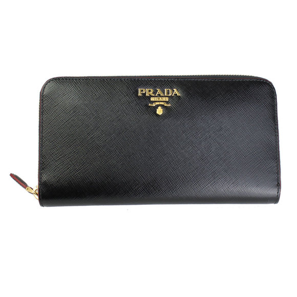 Prada Zip Long Black VITELLO LACCA Leather Wallet Nero Black - Picture 1 of 4